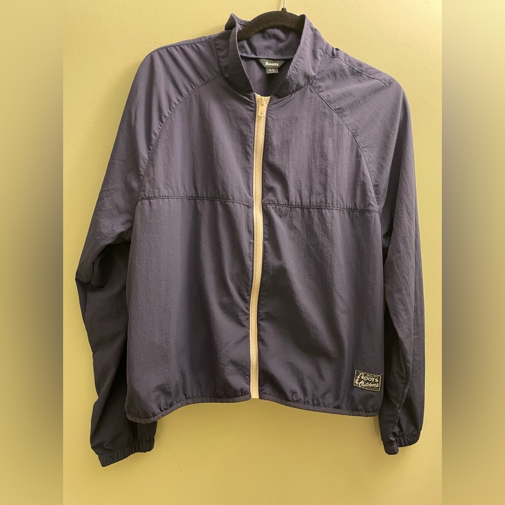 Womens Roots Outdoor Navy Windbreaker Size Medium Nylon Lightweight Jacket